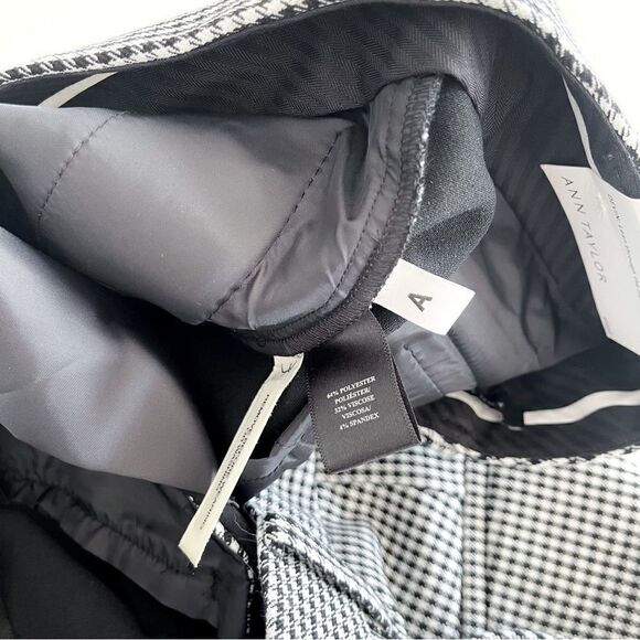 Ann Taylor The Ankle In Devin Fit Cropped Pants Houndstooth Black White Women 14 - Picture 6 of 12